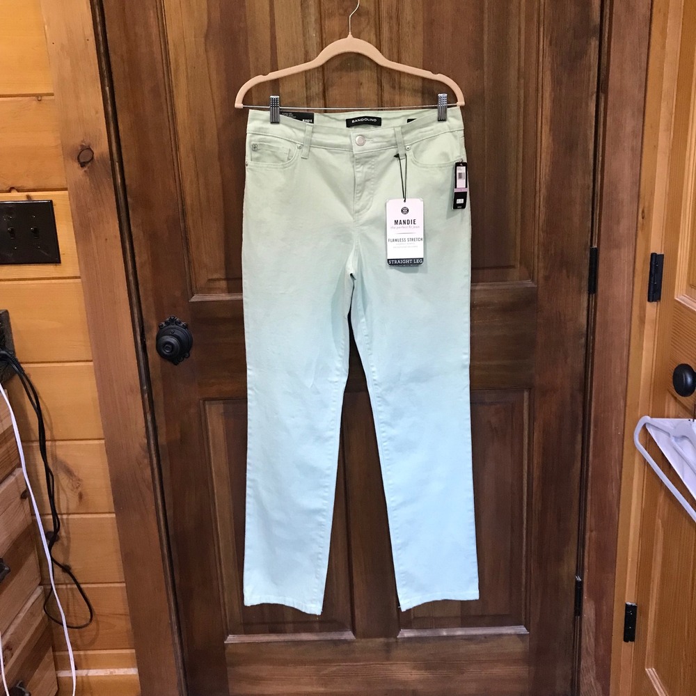 Bandolino Mandie Straight Leg Jeans‎ Mint Green Flawless Stretch Womens 6 NWT